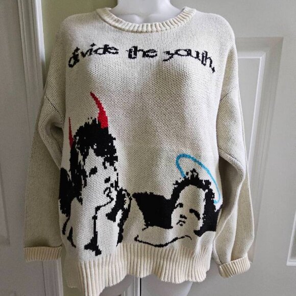 Divide the Youth Demons and Angels Knitted Sweater Size Large - Picture 4 of 10